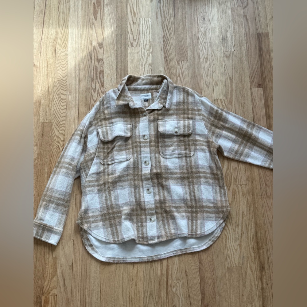 American Eagle Outfitters Tan and brown and whitePlaid Shirt